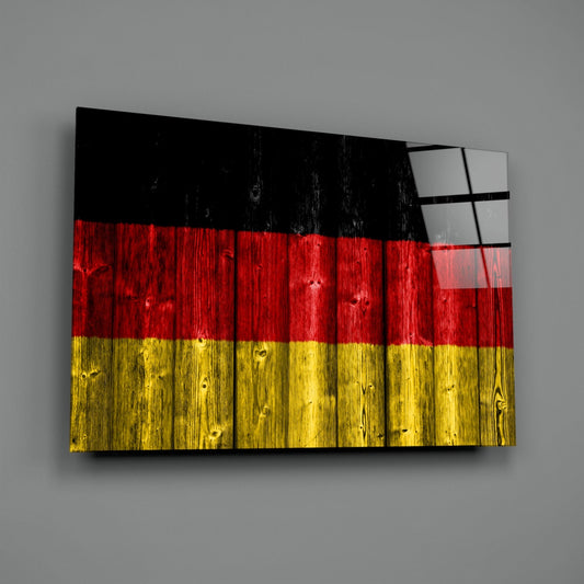 German Flag On Weathered Wood Planks Glass Wall Art