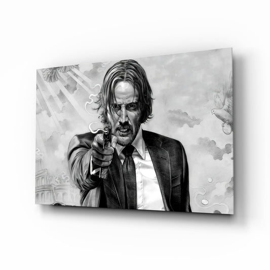 Gunslinger in a Black Suit Glass Wall Art