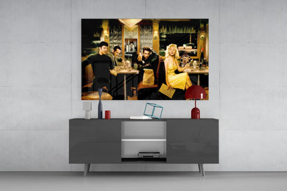Yellow Dress Midnight Diner Scene Glass Wall Art