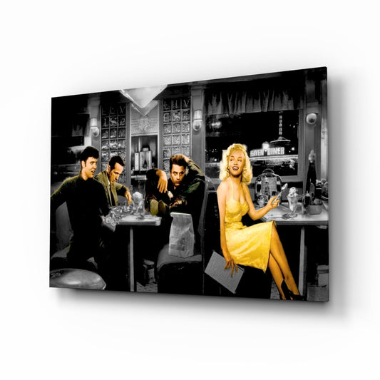 Retro Icons at the Cafe Glass Wall Art