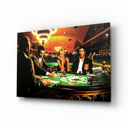 Casino Poker Table Chandelier Glass Wall Art