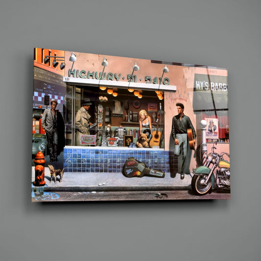 Retro Icons at the Corner Store Glass Wall Art
