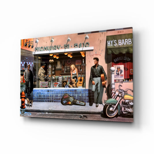Retro Icons at the Corner Store Glass Wall Art