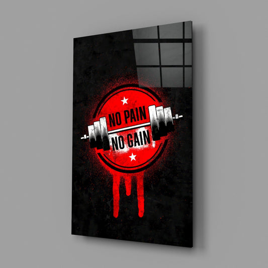 Red Circle Dumbbell Stencil Quote Glass Wall Art