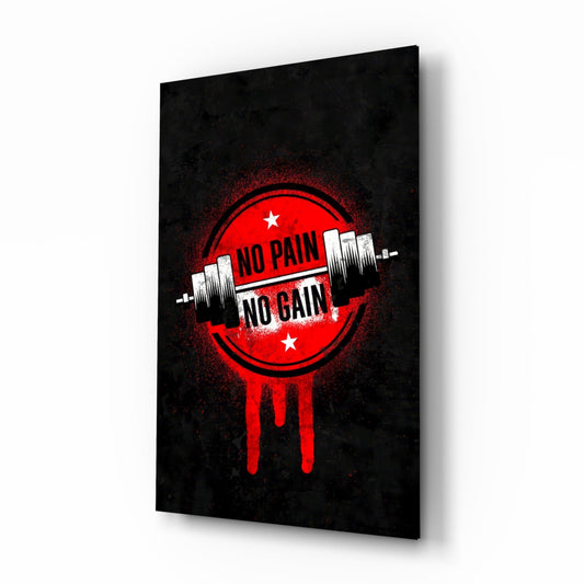 Red Circle Dumbbell Stencil Quote Glass Wall Art