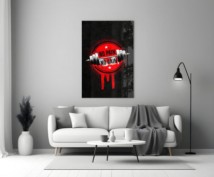 Red Circle Dumbbell Stencil Quote Glass Wall Art