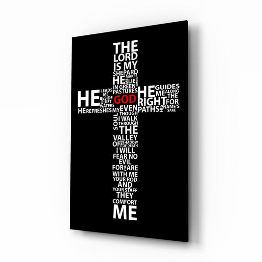 Psalm Typography Word Cross Glass Wall Art