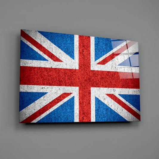 Concrete Wall Bright Union Jack Flag Glass Wall Art