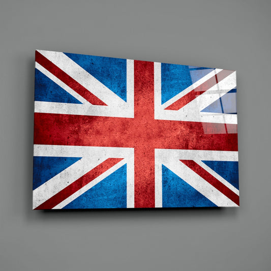 Faded Distressed Union Jack Flag Glass Wall Art