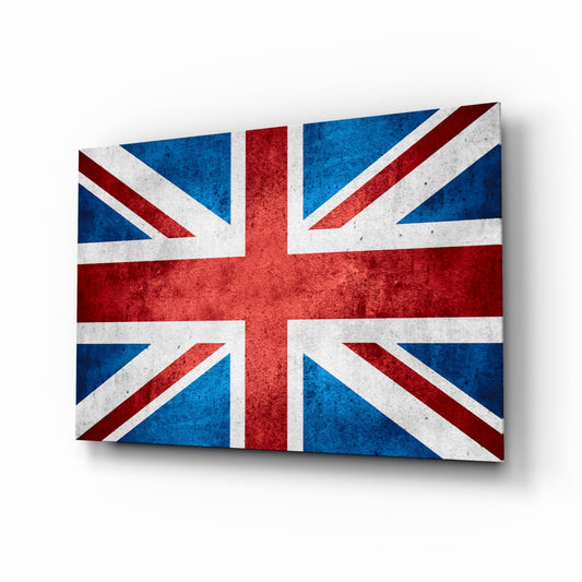 Faded Distressed Union Jack Flag Glass Wall Art