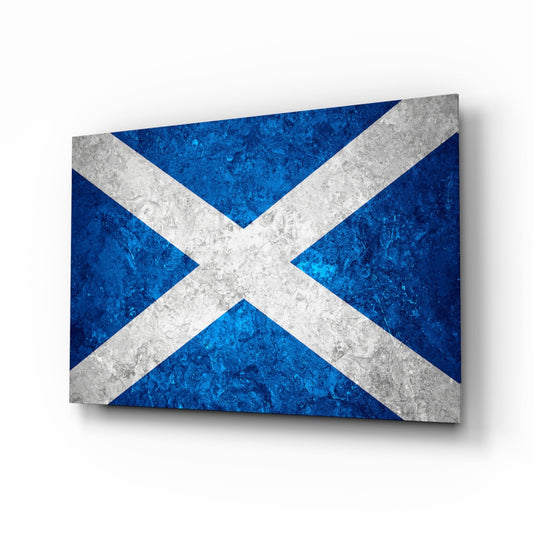Icy Marble Deep Blue Scotland Flag Glass Wall Art