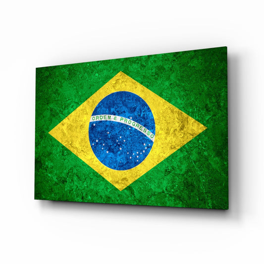 Marble Stone Texture Brazil Diamond Flag Glass Wall Art