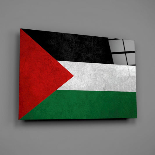 Matte Stone Texture Palestine Flag Glass Wall Art