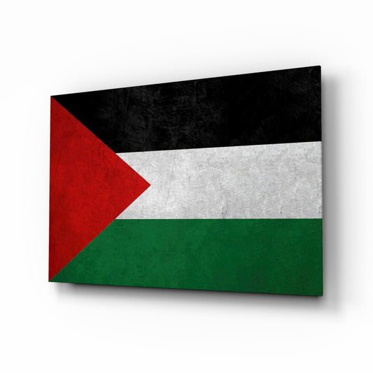 Matte Stone Texture Palestine Flag Glass Wall Art