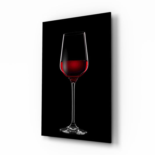 Tall Red Wine Glass Silhouette Glass Wall Art