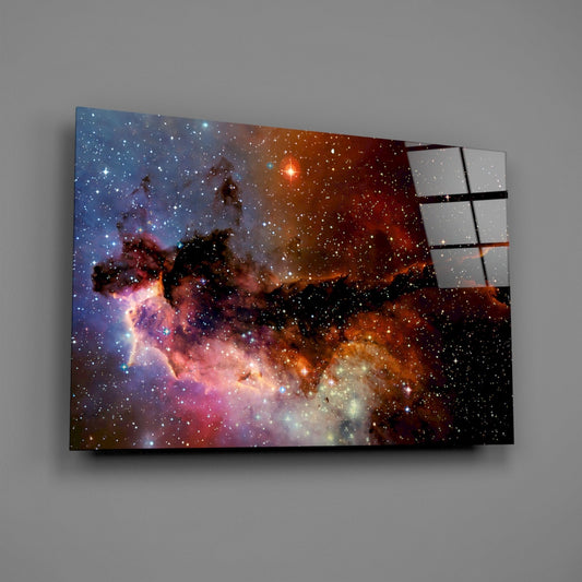 Rust Orange Nebula Dust Star Field Glass Wall Art